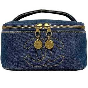 Chanel Handbag Vanity Cocomark A07058 Canvas Leather GP 4th CHANEL Pouch Doub...